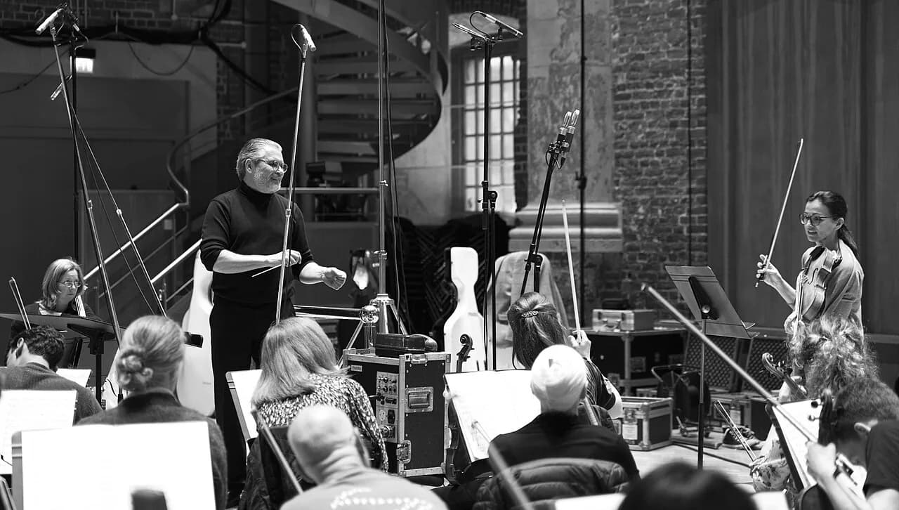Airat Ichmouratov and Elvira Misbakhova during the recording session with London Symphony orchestra on 5th May, 2022