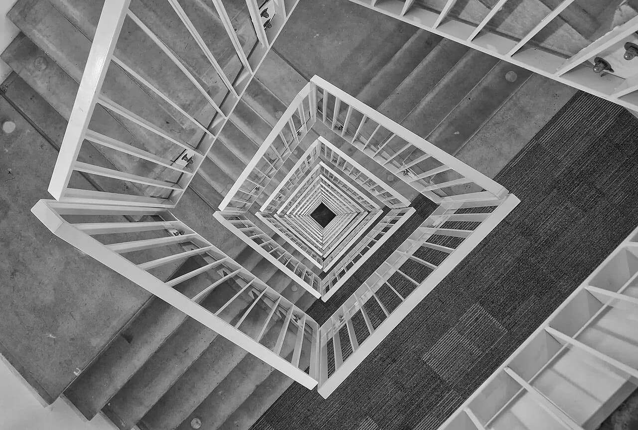 13th floor looking down - staircase modern high rise